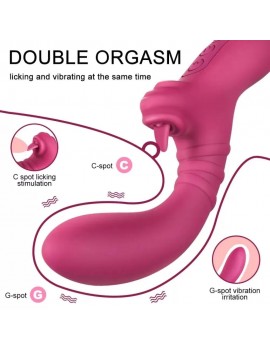 TONGUE TEASE Eğri G-Spot Uyarıcı ve Klitoris Uyarıcı 2 in 1 Hareketli Dil Vibratör